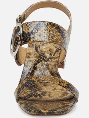 Topshop Brown Snake-Print Buckle Sandals